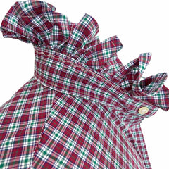 Polo Ralph Lauren Reworked Ruffle Collar Shirt Wine Green White Plaid Medium