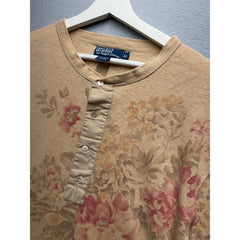 Polo Ralph Lauren Henley Shirt XL Hemp Cotton Floral Long Sleeve